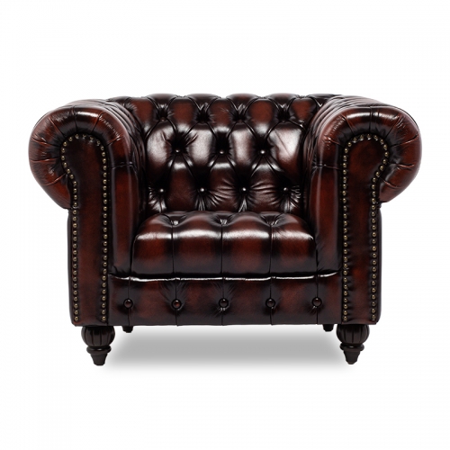 クラブマン 1人掛けソファ 1人用 アンティークブラウン 本革