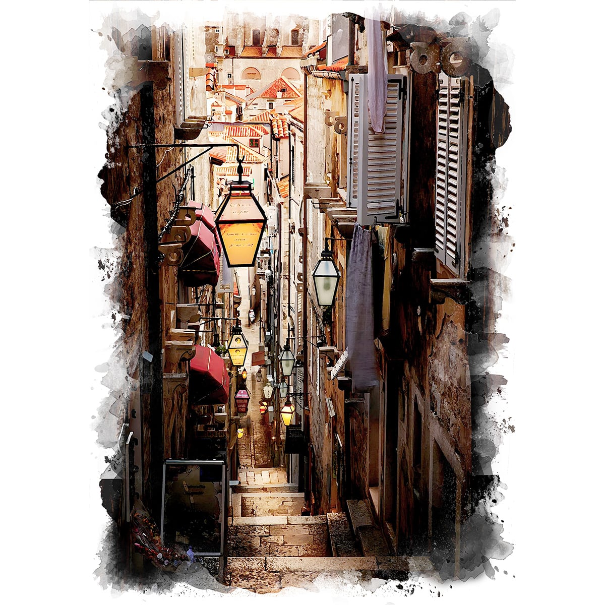 絵画 風景画(街並み) クロアチア ドゥブロブニク旧市街 インテリア