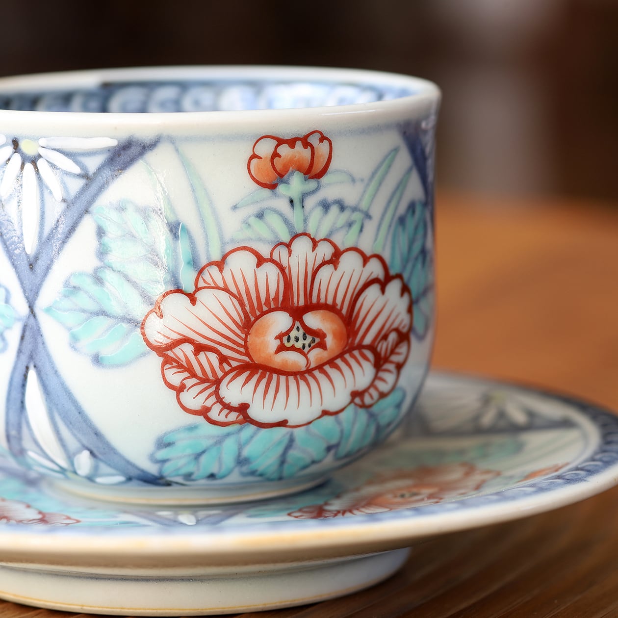六代・佐藤走波 染錦牡丹紋 コーヒー碗皿 （有田焼） | にっこう生活館