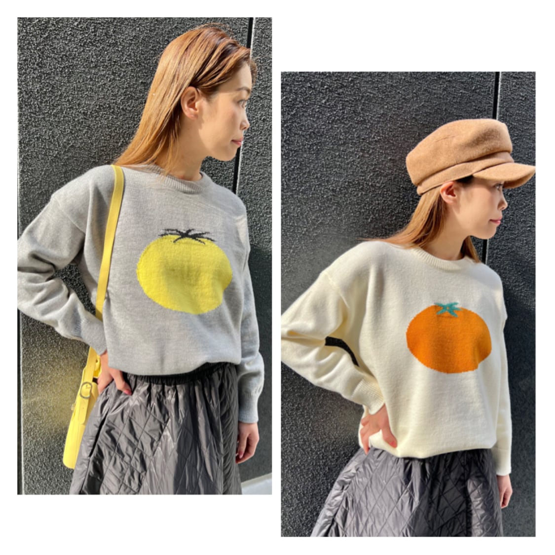 fruits pattern knit sweater ニット セーター トップス トマト みかん