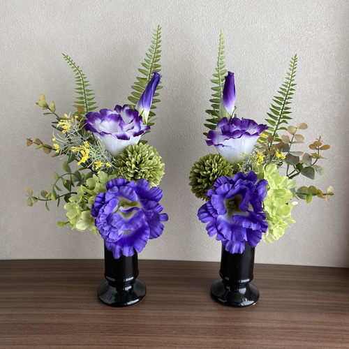 アーティフィシャル【仏花一対セット】青いトルコキキョウ アート