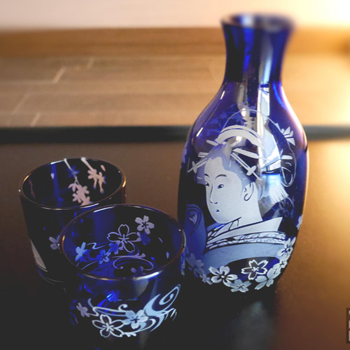 浮世絵グラス] 喜多川歌麿とっくりセット おちょこ・ぐい呑み・徳利