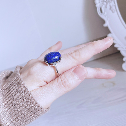 最後1点‼ silver925 ラピスラズリ 大粒 リング ＊ 指輪 天然石 青