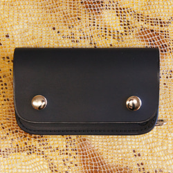 黒本革×ニッケル トラッカーウォレットチェーン サイズ：ミドル/全長約