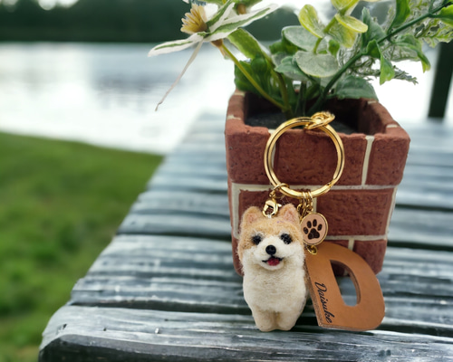 羊毛フェルトオーダーわんちゃんネーム入りキーホルダー☆ハンドメイド