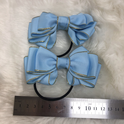 リボン ヘアゴム ヘアアクセサリー ハンドメイド 水色 2つセット 使い