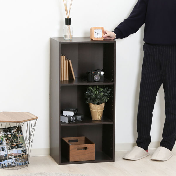 カラーボックス 可動棚3段 BR ダークブラウン 幅418×奥行290×高さ890mm