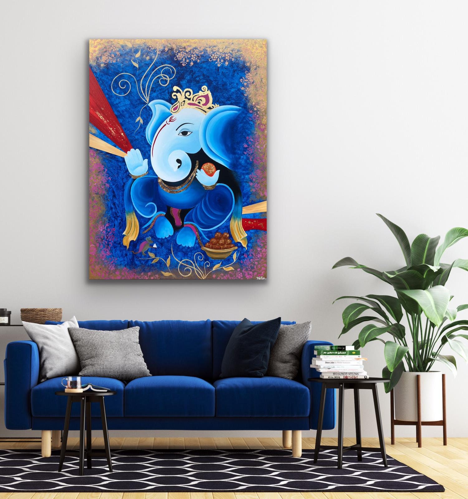 Lord Ganesha Acrylic Painting , Canvas Wall Decor , Original