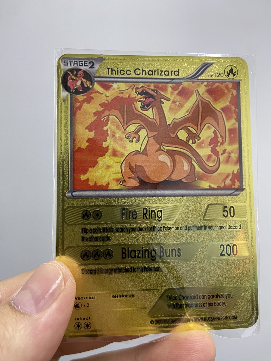 Thicc Charizard HP120 Gold Metal Pokémon Card-Collectible Gift