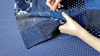 暮らしの手仕事 藍色系古布のパッチワークエプロンを作る 手作り大好き