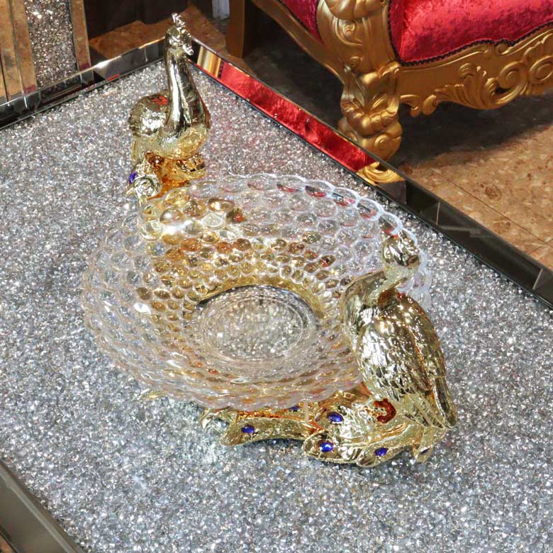 コンポート クジャク オブジェ 置物 ゴールド 風水 金運 縁起物 – 輸入