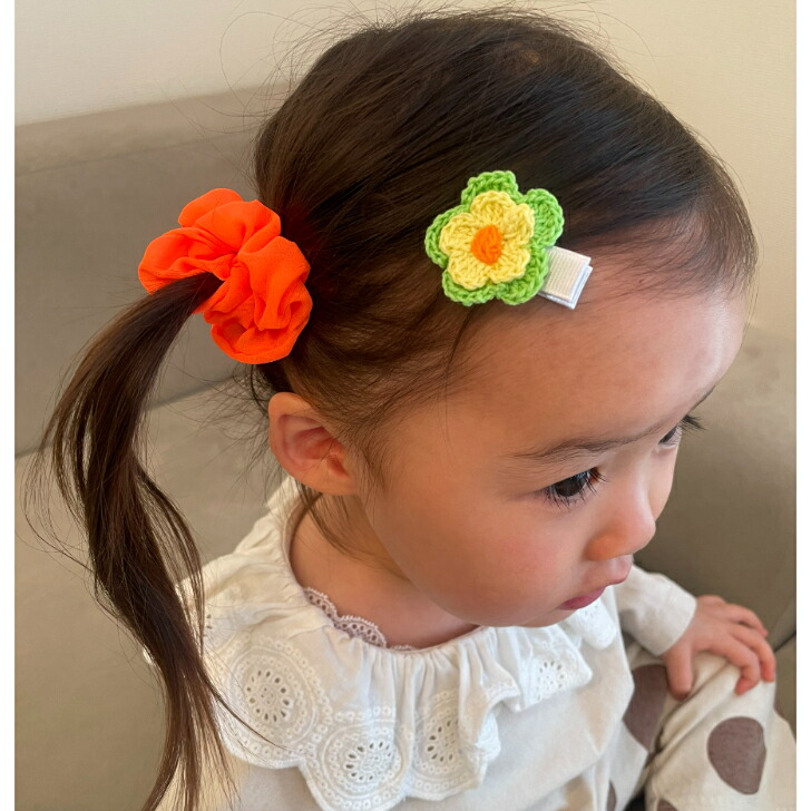 楽天市場】【 ベビー ヘアクリップ 】ニットフラワー 3.5cm 滑り止め付