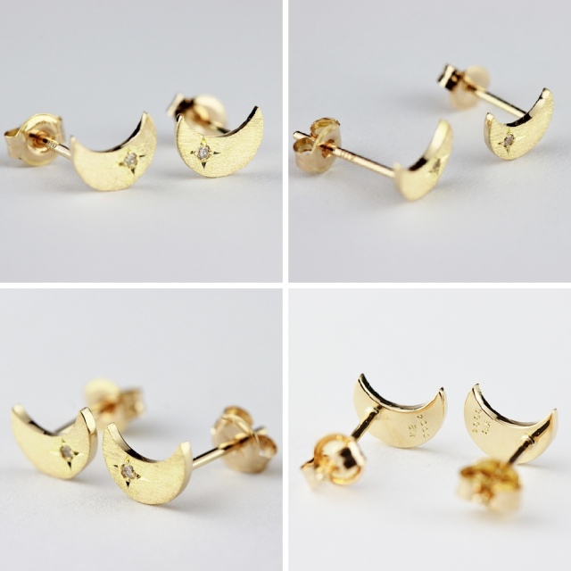 ピナコテーカ 636 クレセント ムーン スタッド ピアス 18金/pinacoteca