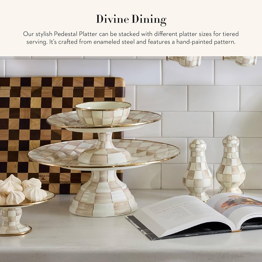 MACKENZIE-CHILDS チェッカーパターン ケーキスタンド MACKENZIE