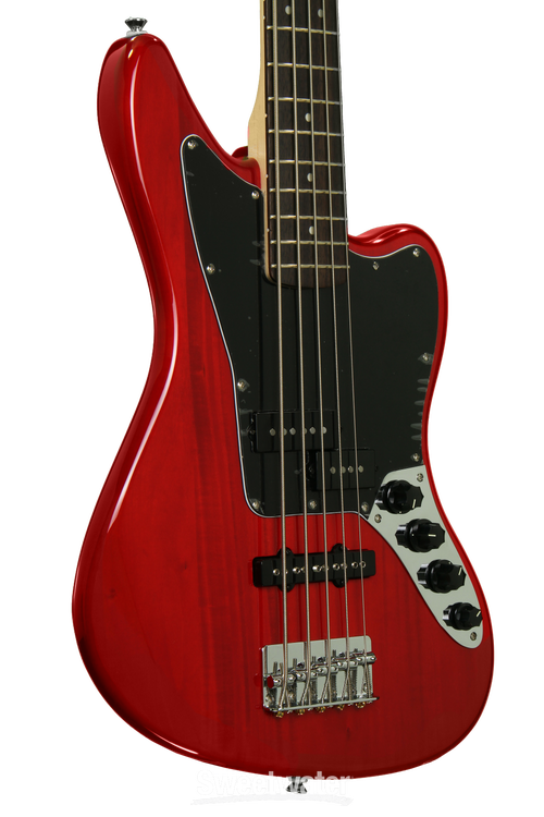 Squier Vintage Modified Jaguar Bass V Special - Crimson Trans