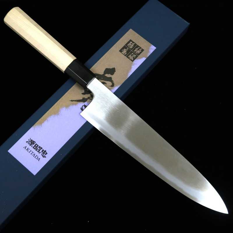 水野鍛錬所 MIZUNO TANRENJO 源昭忠 本鍛錬青鋼 牛刀 朴八角柄 (210