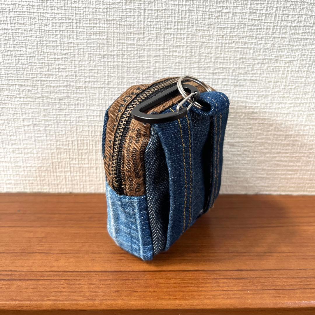 662.黒猫英字 デニムリメイク ミニリュック チャーム キーポーチ