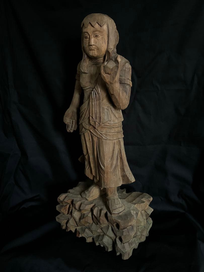 木彫 時代 仏像 70cm 菩薩立像 観音立像 仏教美術 木製 聖徳太子 木彫 時代 仏像 70cm 菩薩立像 観音立像 仏教美術 木製 聖徳太子の通販