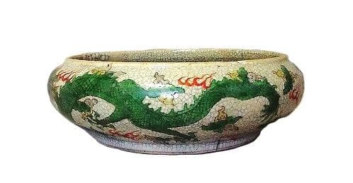 【 龍・鳳凰・花鳥文鉢 】　中華古玩　宋赤絵/古赤絵/五彩 五彩花鳥文魁文字鉢 漳州窯 文化遺産オンライン