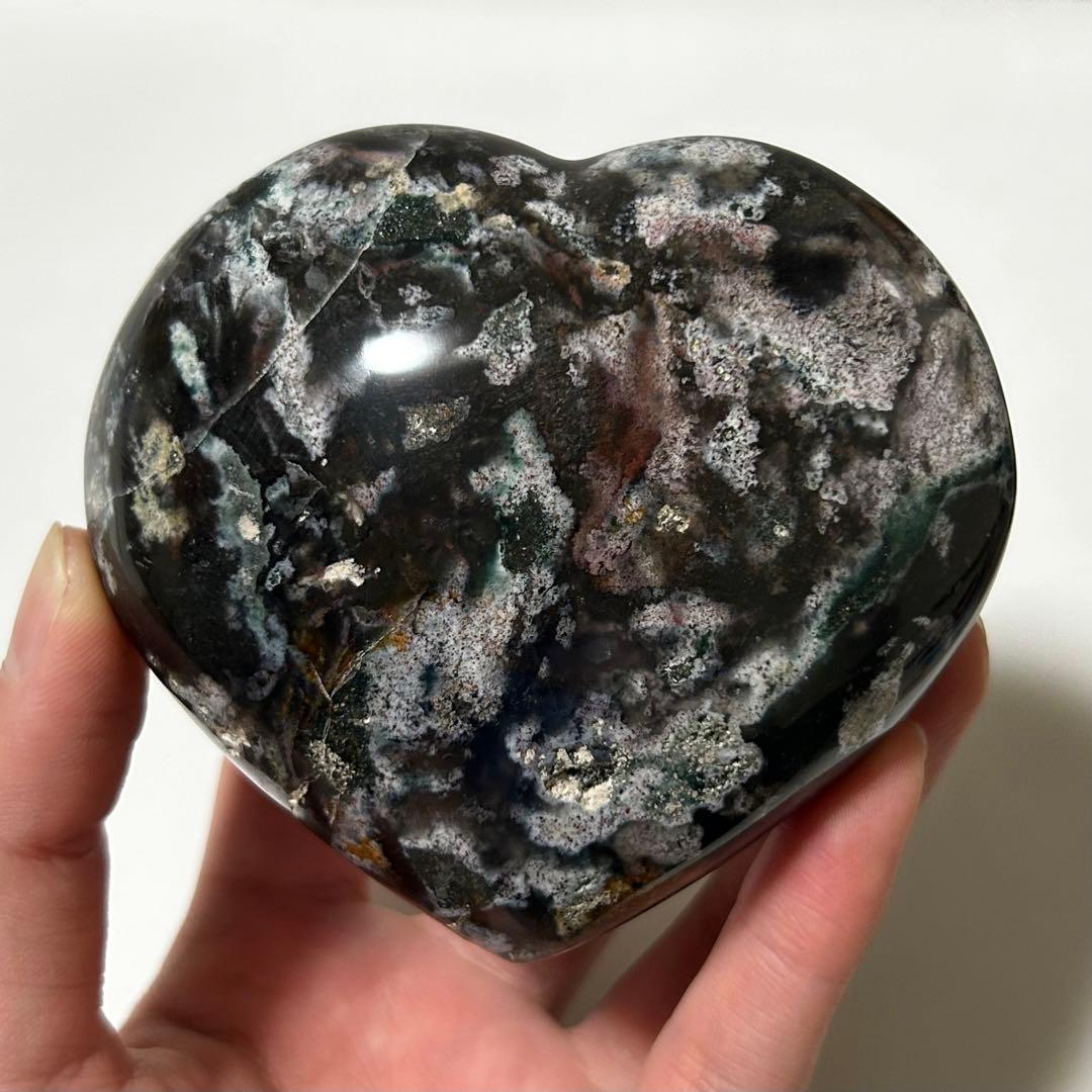 オーシャンジャスパー　BIG　ハート　カラフル　マダガスカル産　396g Large Polished Ocean Jasper Heart from Madagascar (18.5 lbs