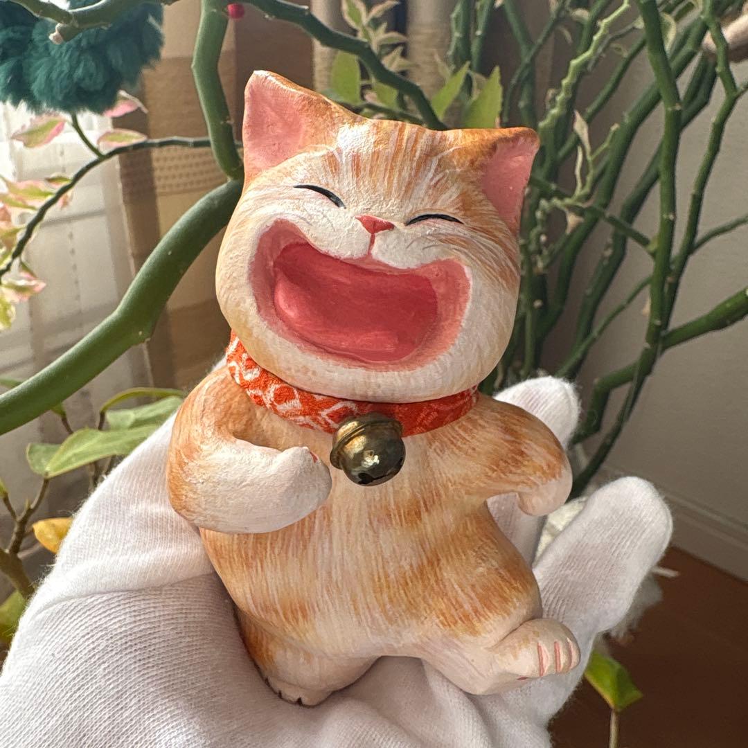 もりわじん 1点もの 招き猫 猫の置物 - メルカリ