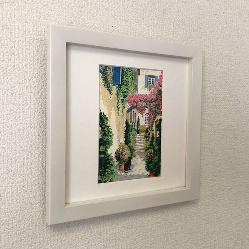 花の咲く路地03」透明水彩画 原画 風景画 ハガキサイズ 絵画 Oni 通販