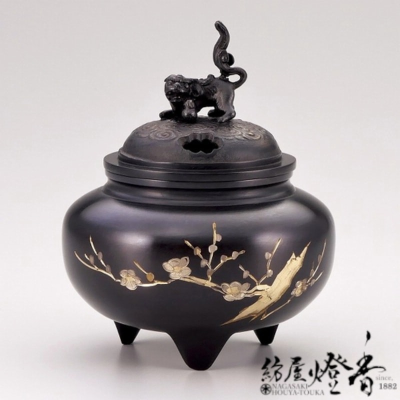 香炉/香器『高岡銅器【鉄鉢形香炉/獅子蓋/古手色】銅製[空薫用]』竹中