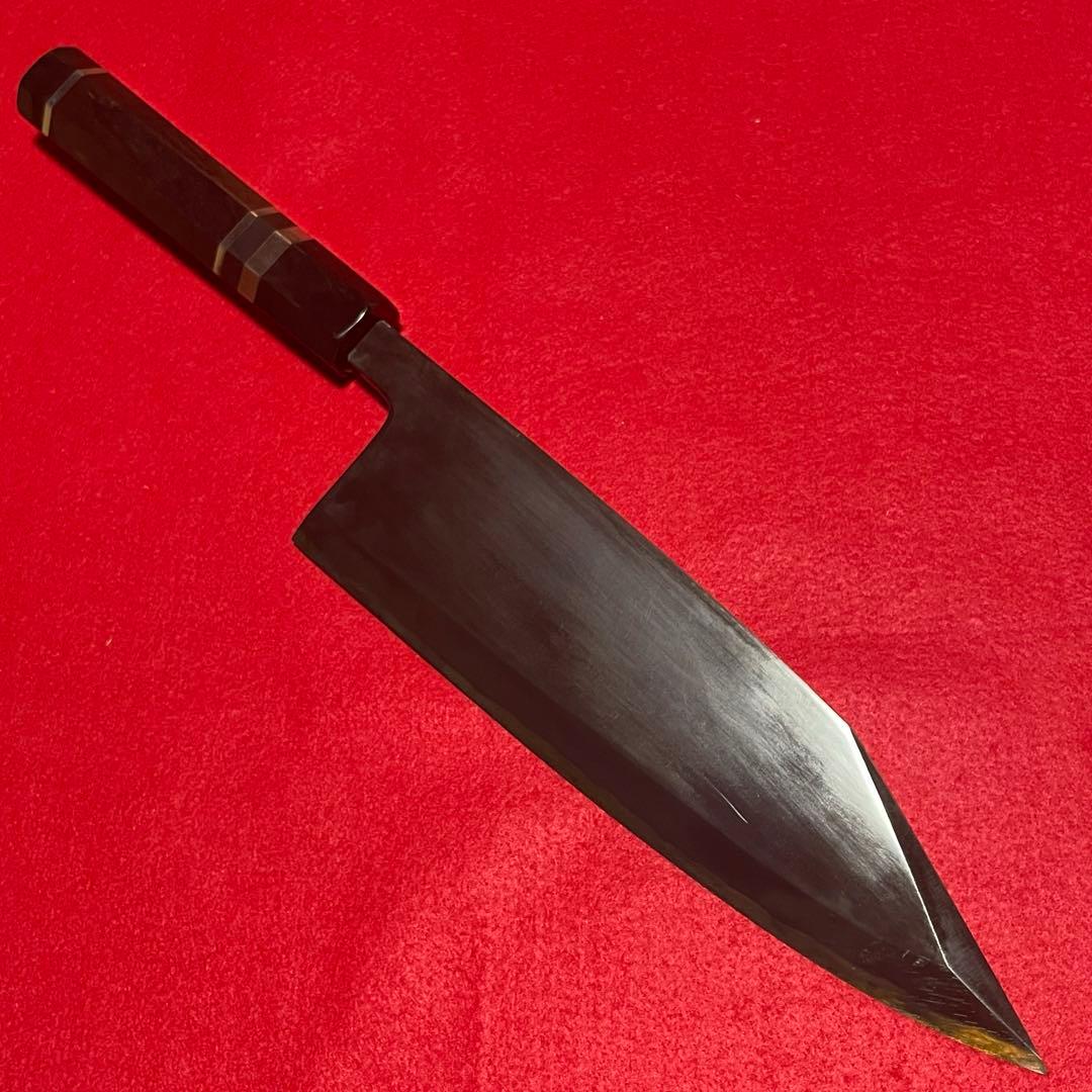 希少　黒刀　青鋼　切付　8寸出刃 青鋼本出刃庖刀 – 包丁の築地正本