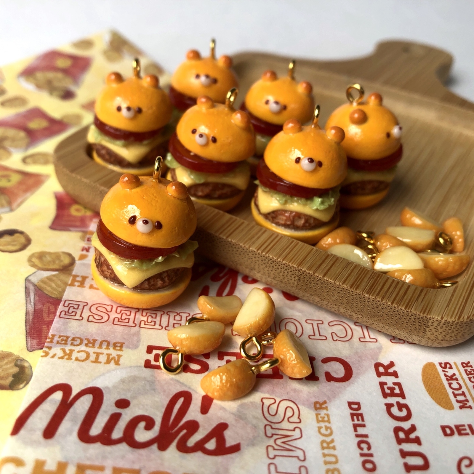 くまさんハンバーガー キーホルダー フェイクスイーツ フェイクフード